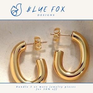 *NEW* 18K Gold Plated Stainless Steel Open Oval Earrings